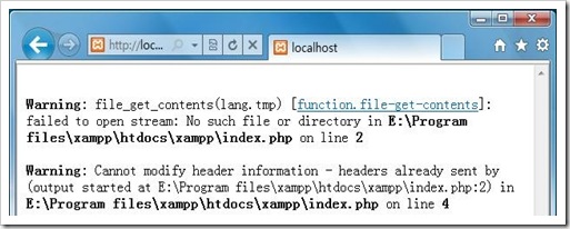 warning from xampp 